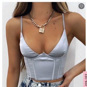 White Fox Boutique Blue Corset Top